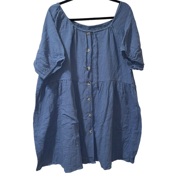 Dresses & Skirts - New Womens Beach Casual Loose Mini Dress Short Sleeve Hight Waist button Down XL